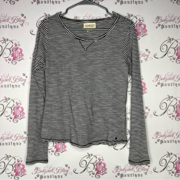 Ralph Lauren shirt long sleeve striped black and white with metal emblem logo - Picture 8 of 11